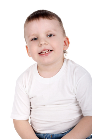 smiling little child in studioの写真素材