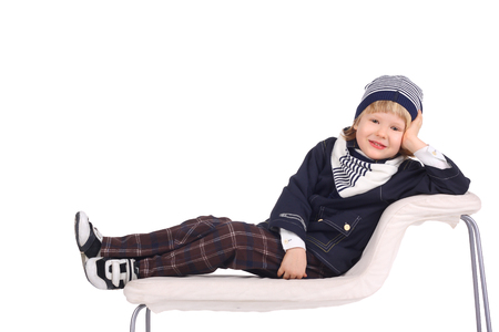 closeup image of a cute little child in the warm clothesの写真素材