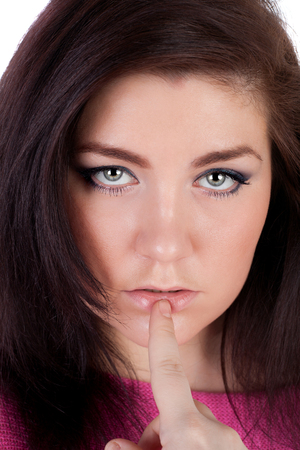 closeup image of the young pretty girl with the big green eyesの写真素材