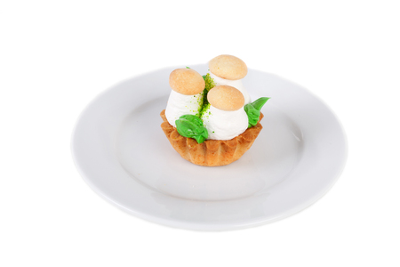 tart with the cream mushroomsの写真素材