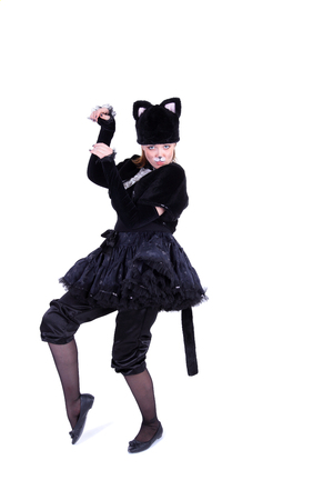 pretty young actress dressed as a pussy catの写真素材