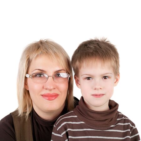 young pretty blond mother with her cute little sonの写真素材