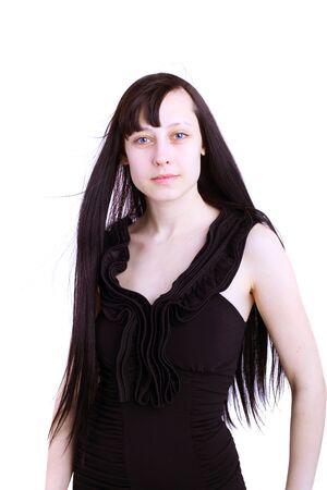 beautiful young brunette girl closeupの写真素材