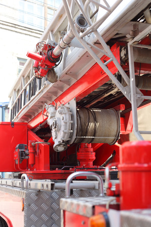 red fire engine mechanism closeup