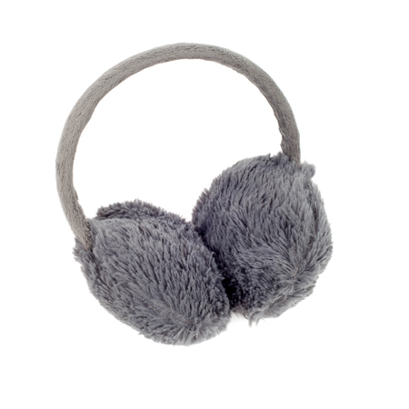 fur grey flaps isolated on whiteの写真素材