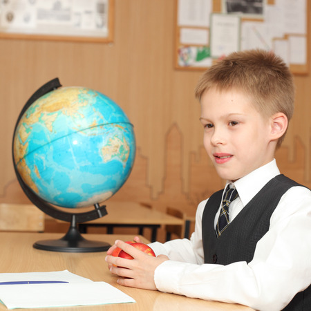 little boy in the classroomの写真素材