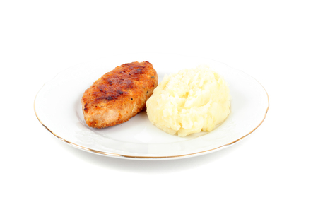 fish cutlet with the mashed potatoesの写真素材
