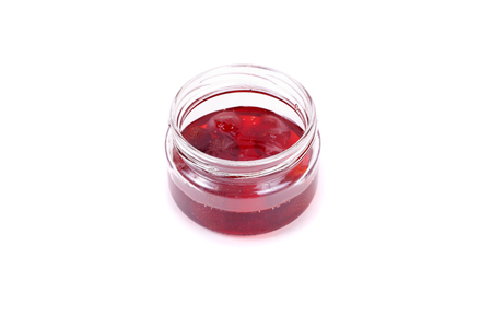 strawberry jam in a jarの写真素材