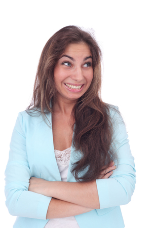 pretty young emotional girl closeupの写真素材