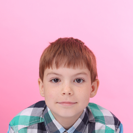 cute little red hair boyの写真素材