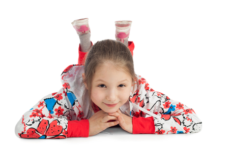 pretty little girl dreaming closeupの写真素材