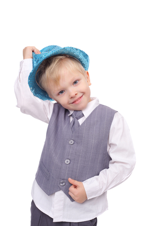 cute smiling little boy closeupの写真素材