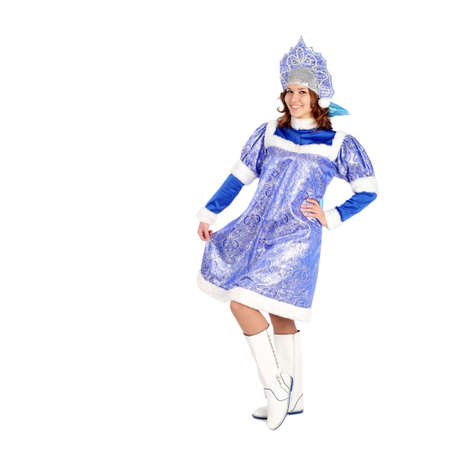 Snow Maiden girl on the white backgroundの写真素材