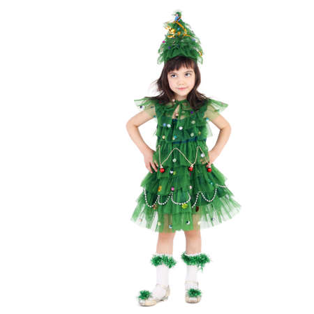 Little girl in a Newyear tree costumeの写真素材