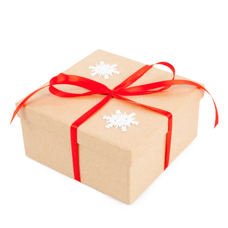 new year brown gift boxの写真素材