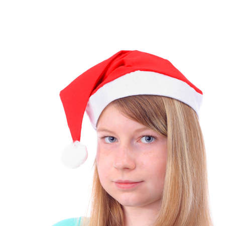 pretty teen Christmas girl with the little dogの写真素材