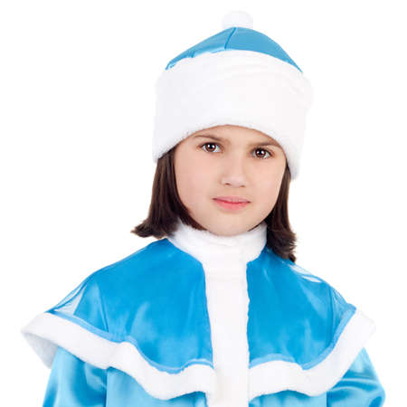 closeup image of the pretty little girl in the costume of the Snow Maidenの写真素材