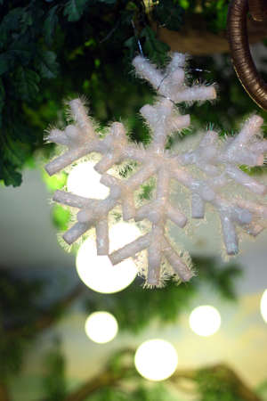big white snowflake decoration for the Christmasの写真素材