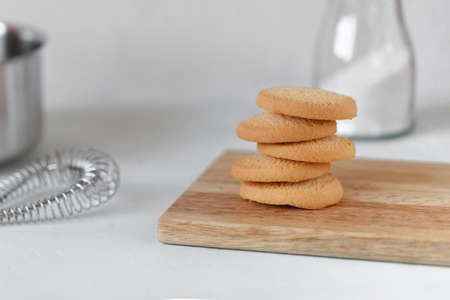 rice flour cookies closeup, concept of nutrition without glutenの写真素材