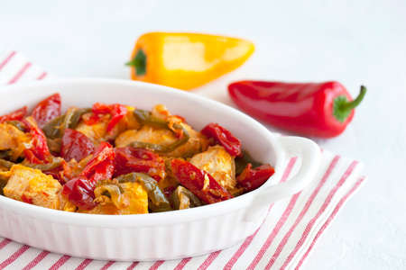 ragout made of thon and sweet pepper, mediterranean cuisine, french cuisine, side viewの写真素材