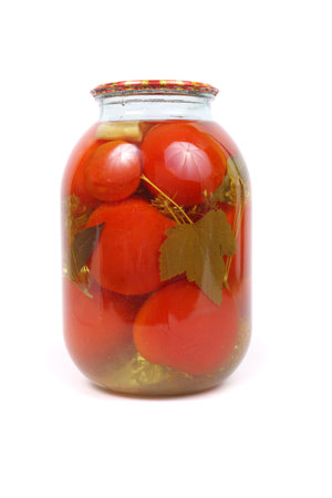 marinated tomatoes ready for winter storageの写真素材