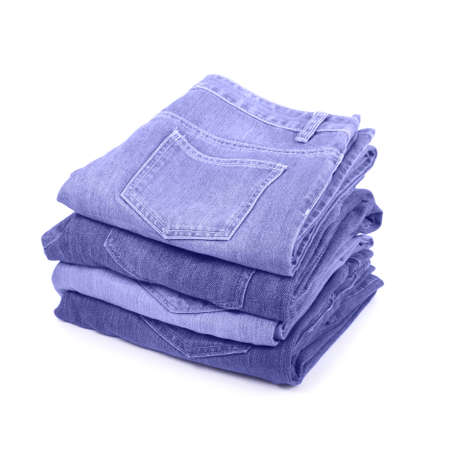 stack of jeans in color of the 2022 very periの写真素材