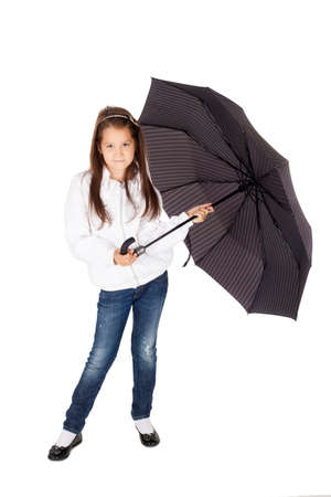 pretty little girl with the big umbrellaの写真素材