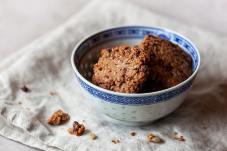 Homemade natural ingredients biscuits with seeds and grainesの写真素材