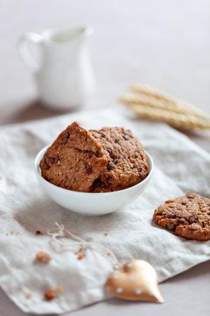 Homemade natural ingredients biscuits with seeds and grainesの写真素材