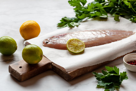 Cooking of the sole flatfish meuniere styleの写真素材