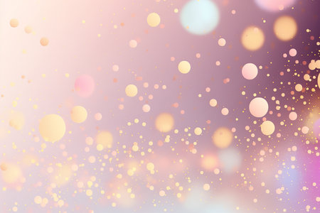 light lilac and gold festive background for holiday, bokeh effect, created by artificial intelligenceの素材