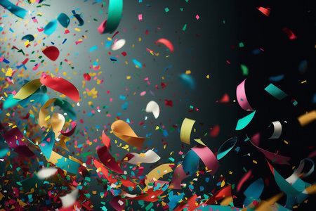 different colors and forms confetti fired on air, background, artificial intelligence generatedの素材