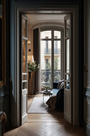 Interior of a typical parisian apartment, Generative AIの素材