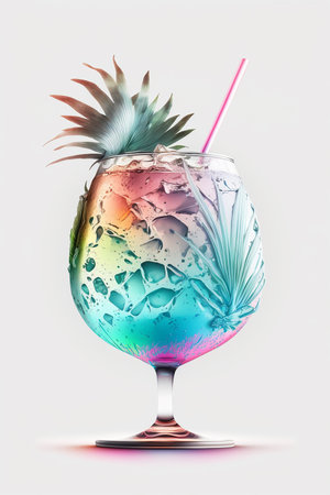 Picture of fresh tropical cocktail on white background, Generative AIの素材