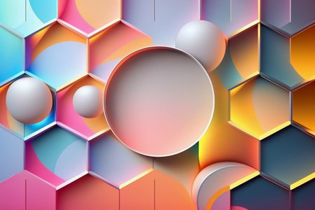 Colorblock background with the round empty space in the middle to place goods for advertising, Generative AIの素材