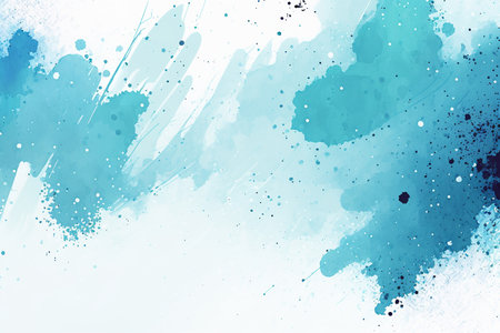 White and turquoise watercolor drawing background, space for text, Generative AIの素材