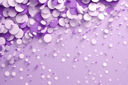 Abstract purple and white confetti background, party design, Generative AIの素材