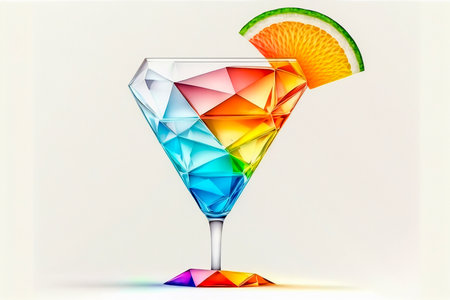 Picture of tropical cocktail glass on white, Generative AIの素材