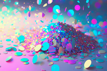 Confetti pastel metallic blue and pink colors, Generative AIの素材