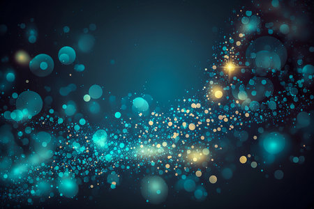 Blue and golden glitter lights background, Generative AIの素材