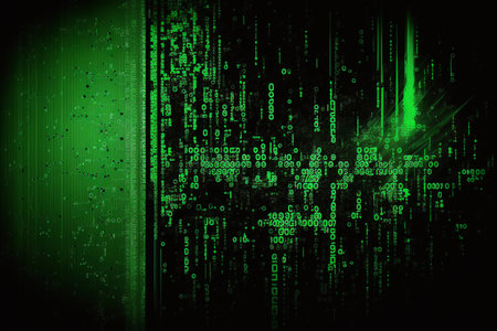 Matrix digital background with the structure of light green numbers and symbols, Generative AIの素材