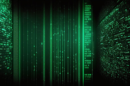 Matrix background with the green symbols, Generative AIの素材