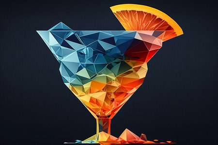 Picture of tropical cocktail glass on dark background, Generative AIの素材