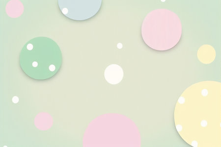 Polka dot different sizes pastel colors on blue background, Generative AIの素材