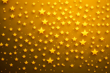 Golden star shape confetti brown background, monochrome, Generative AIの素材