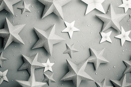 Silver shape confetti on the gray background. Generative AIの素材