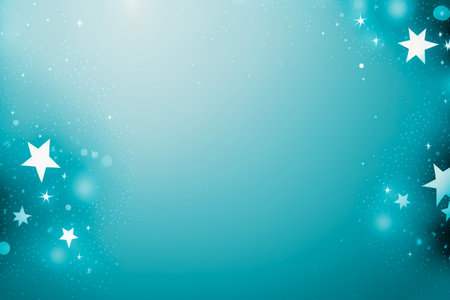 Turquoise frame star shape confetti background with copy space for text, Generative AIの素材