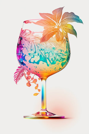 Picture of fresh bright tropical cocktail on white background, Generative AIの素材