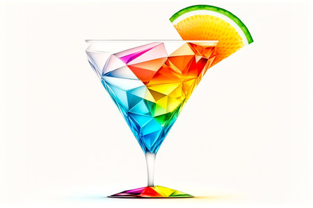 Picture of tropical cocktail bright glass on white, Generative AIの素材