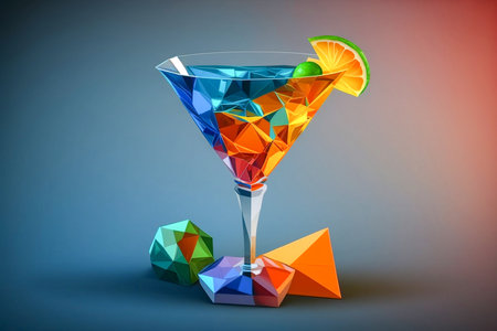 Picture of tropical cocktail bright glass, Generative AIの素材